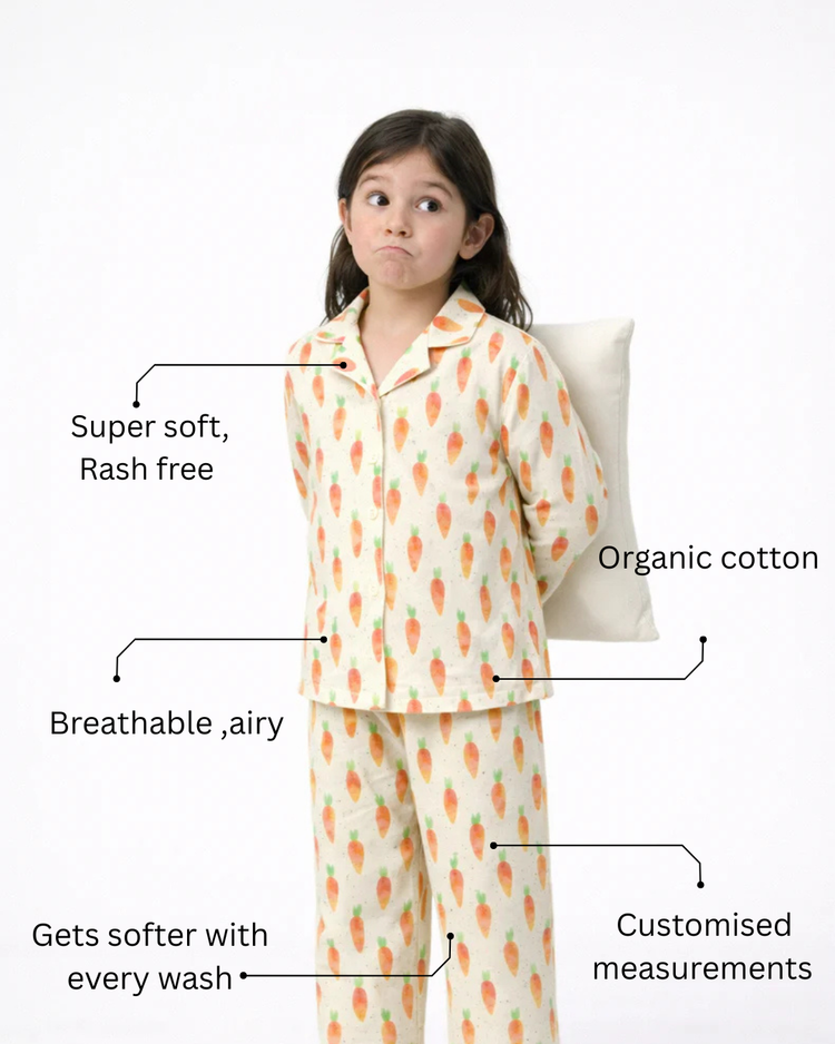 Girl wearing Anaario Garden Carrots Night Suit