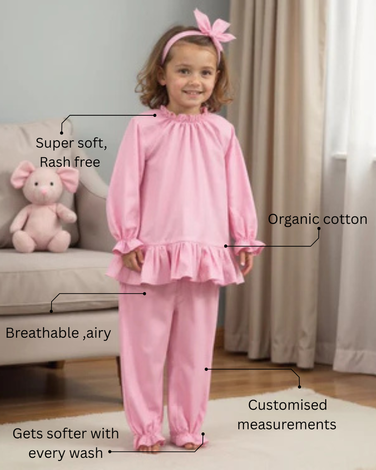 Girl wearing Anaario Giggles in Pink Night Suit