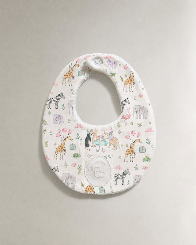 Giraffe Birthday Party bamboo baby bib — giraffe birthday party print, soft bamboo cotton