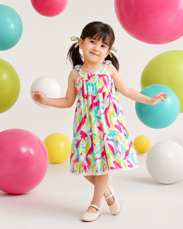 Girl wearing Anaario Paint Splash Strappy Dress