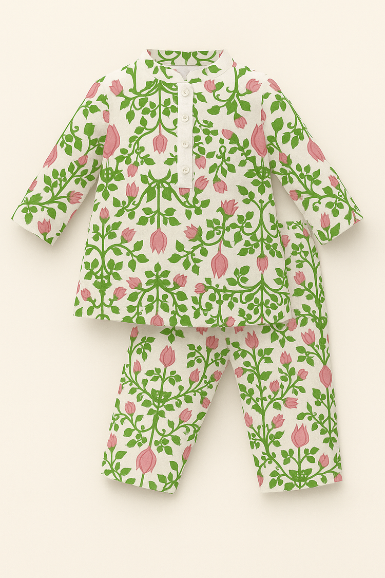 Girl wearing Anaario Pink Lotus Cotton Co-ord Set