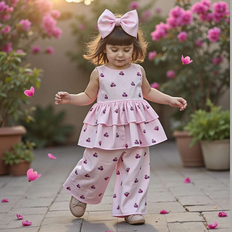 Girl wearing Anaario Pink Petal Co-ord Set