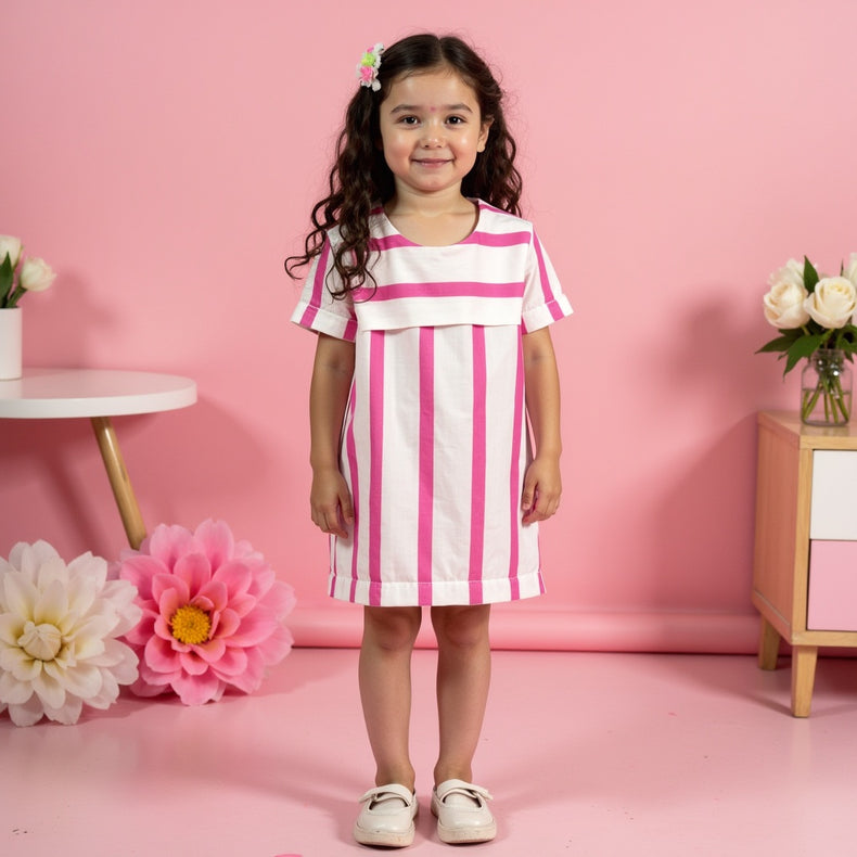 Girl wearing Anaario Candy Stripe Sailor Dress