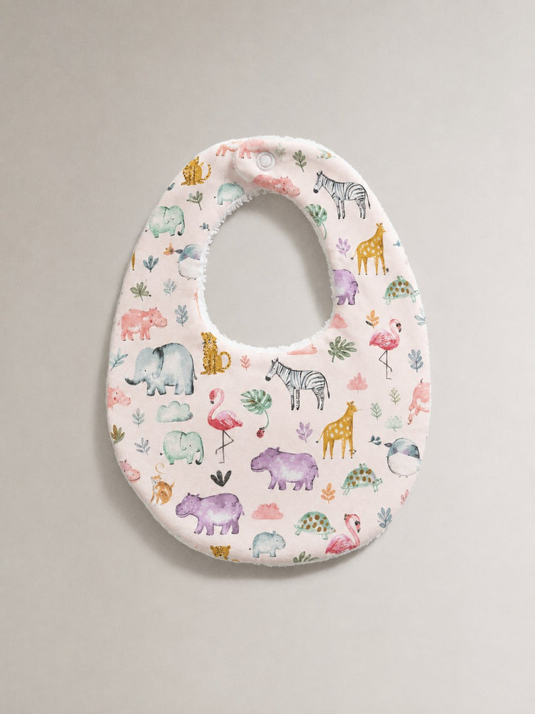 Hippopotamus bamboo baby bib — absorbent sherpa backing