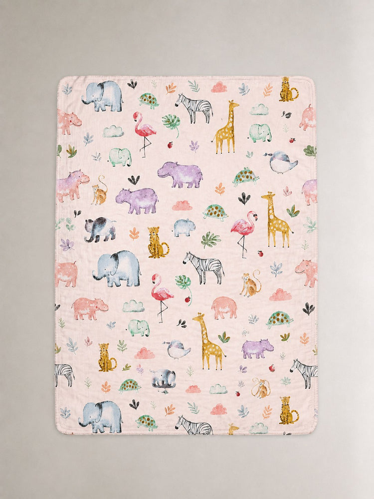 Hippopotamus bamboo baby quilt — print detail