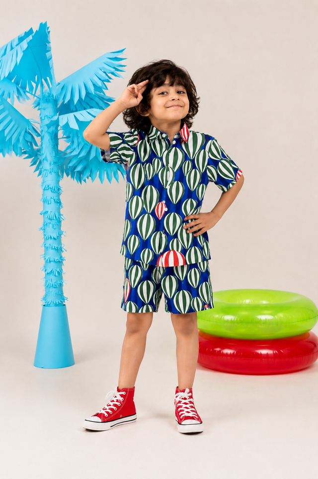 Boy wearing Anaario Hot Air Balloon Shorts