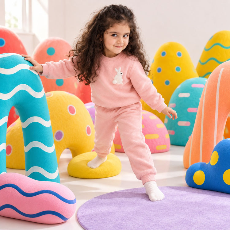 Pink Bunny Fleece Set on child by Anaario – winter fleecewear