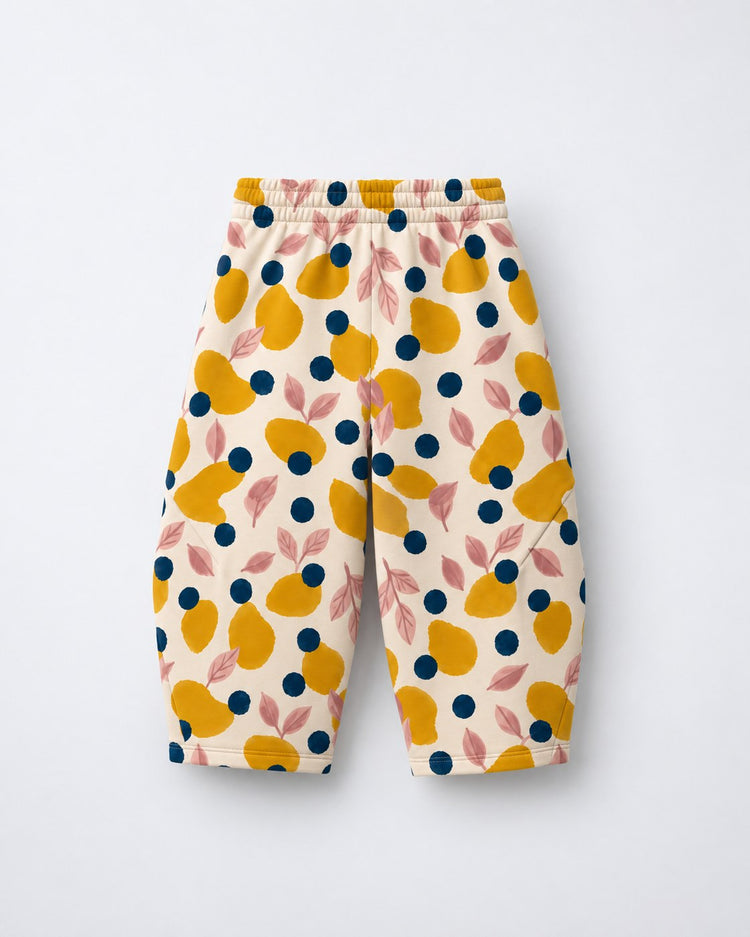Mustard Lemons Hooded Barrel Pant Set flat lay by Anaario