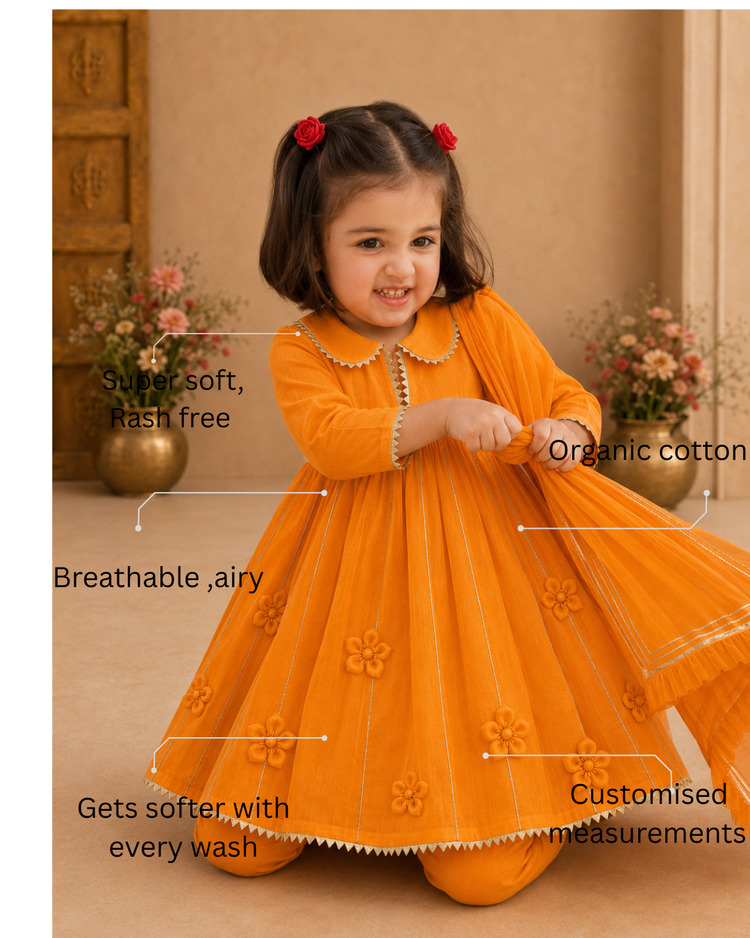 Orange Anarkali Set