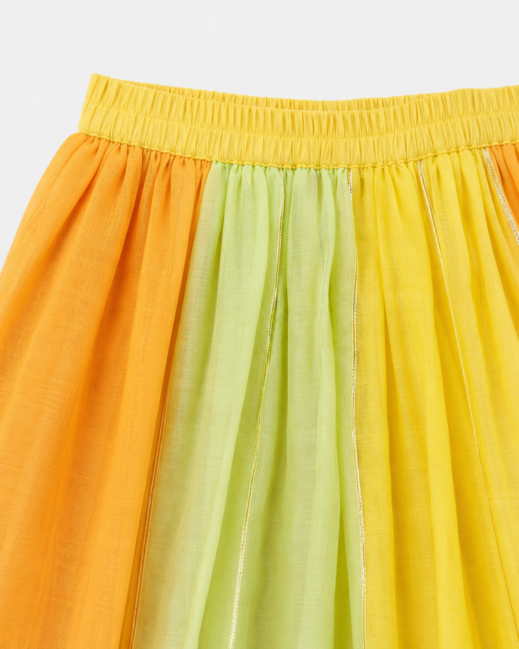 Indian Orange Green Yellow Lehenga Set - Anaario - Image 7