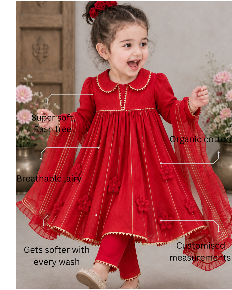 Red Anarkali Set