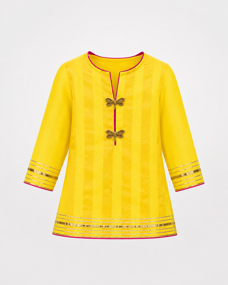 Indian Yellow Dragonfly Lehenga Set - Anaario - Image 4