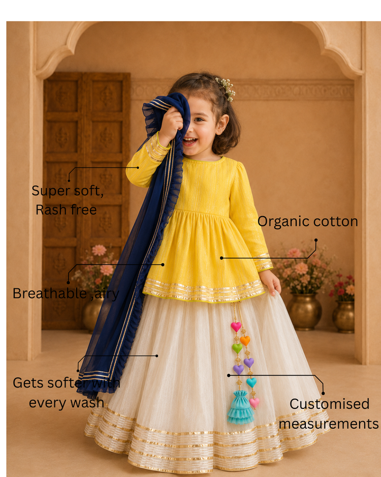 Yellow Peplum Lehenga Set
