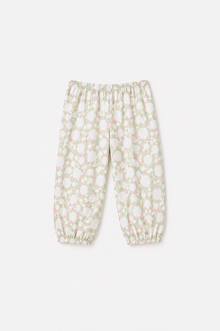 Girl wearing Anaario Ivory and Rose Poppy Raindrops Night Suit
