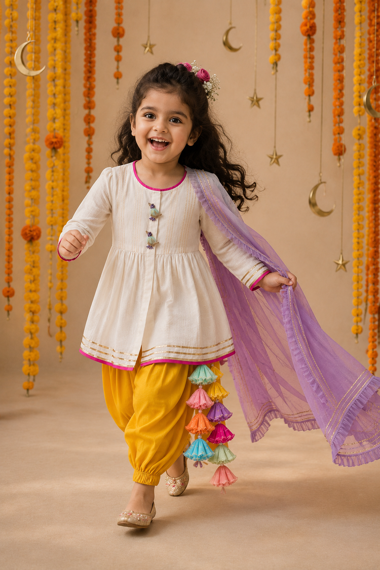 Indian Ivory Bird Patiala Salwar Set - Anaario - Image 10