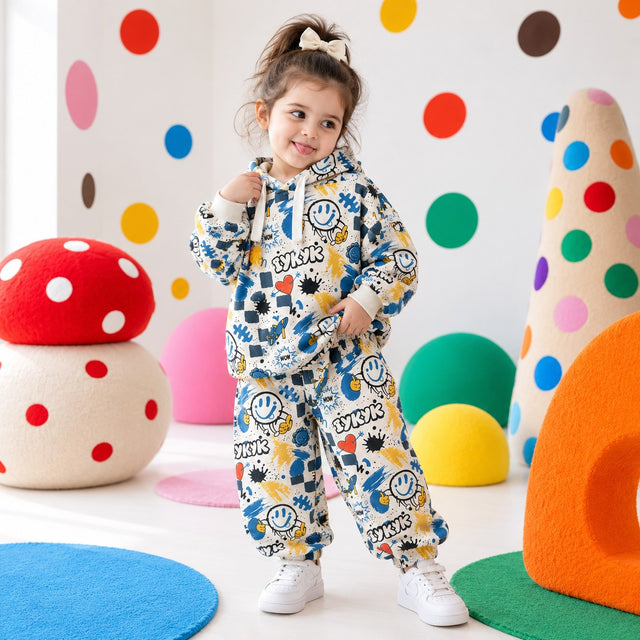 IYKYK Hooded Jogger Set on girl by Anaario – winter kidswear