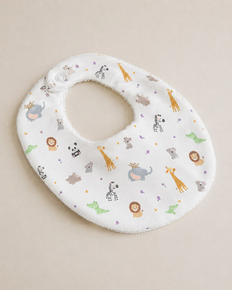 Jungle bamboo baby bib — print detail