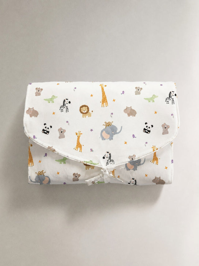 Jungle bamboo baby changing mat — absorbent sherpa backing