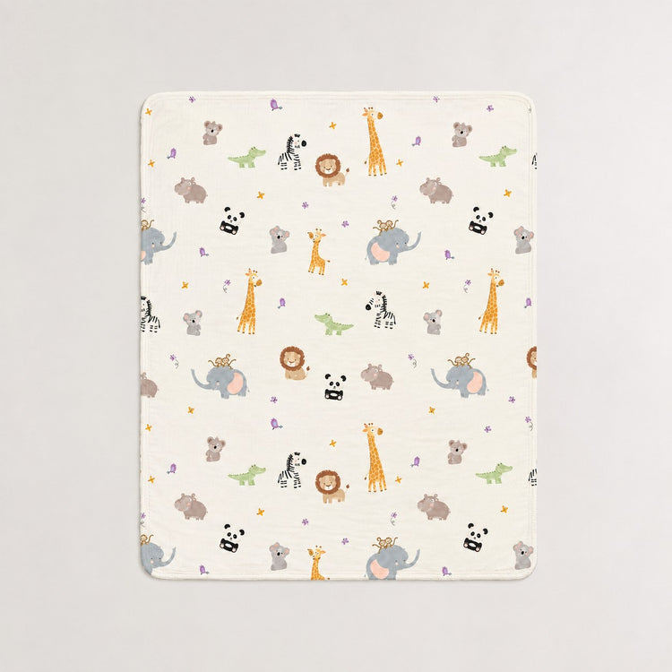 Jungle bamboo baby quilt — print detail