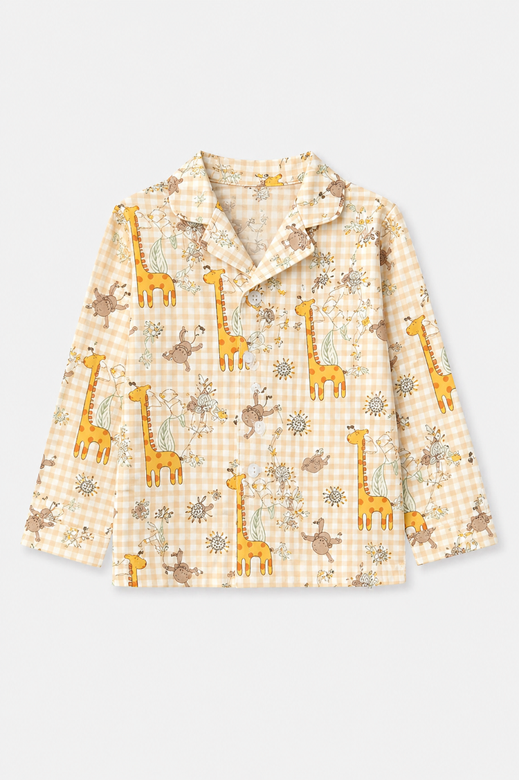 Girl wearing Anaario Jungle Gingham Night Suit