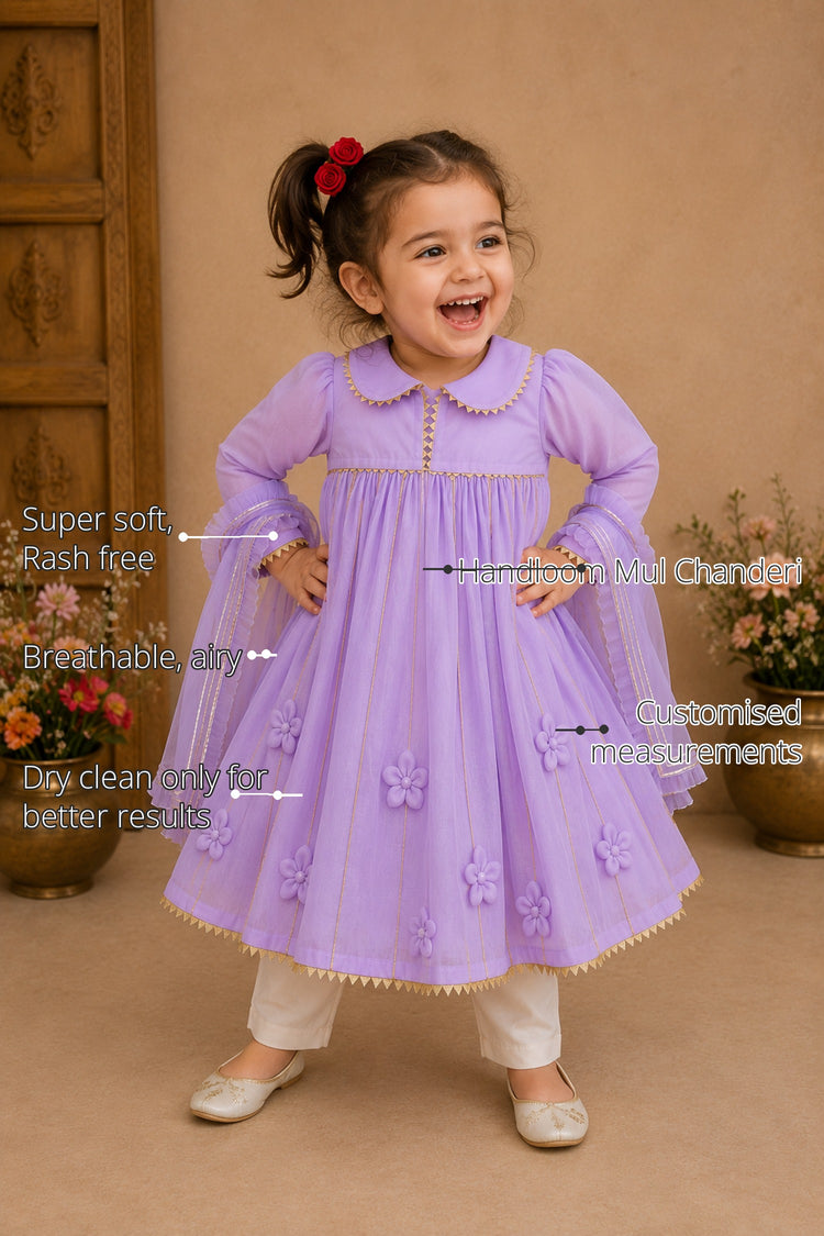 Lilac Girls' Anarkali Set features