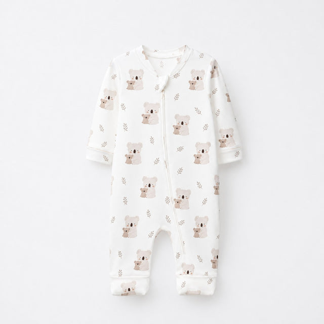 Koala & Kitty bamboo cotton baby sleepsuit — two-way zip romper onesie