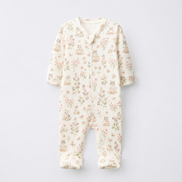 Koala & Kitty bamboo cotton baby sleepsuit — full-sleeve baby sleepsuit, zip onesie