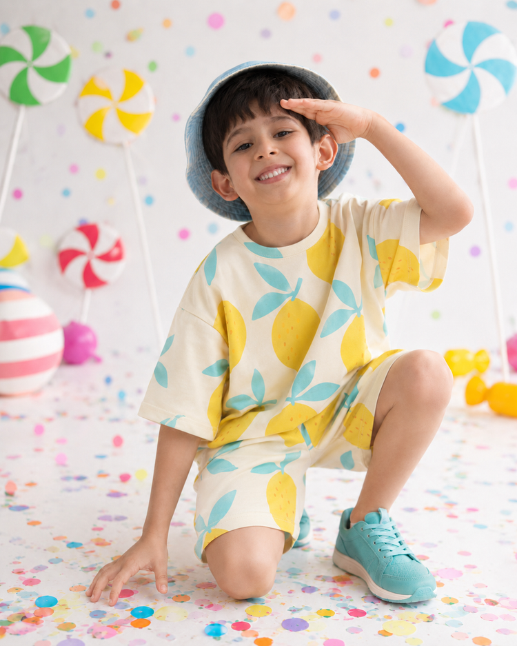 Boy wearing Anaario Lemon Squeeze Co-ord Set