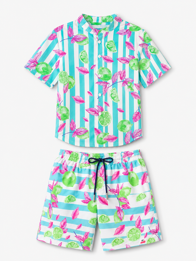 Boy wearing Anaario Lime Leaf Shirt Set