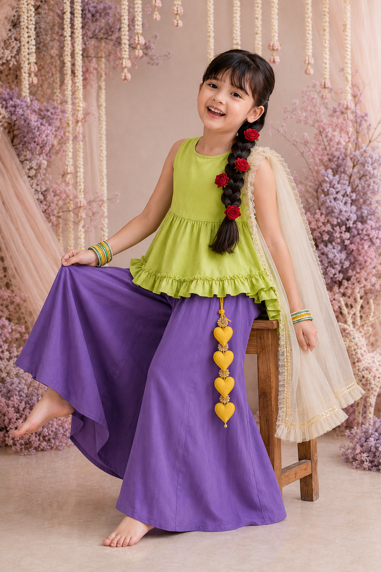 Indian Lime Purple Palazzo Set - Anaario - Image 8