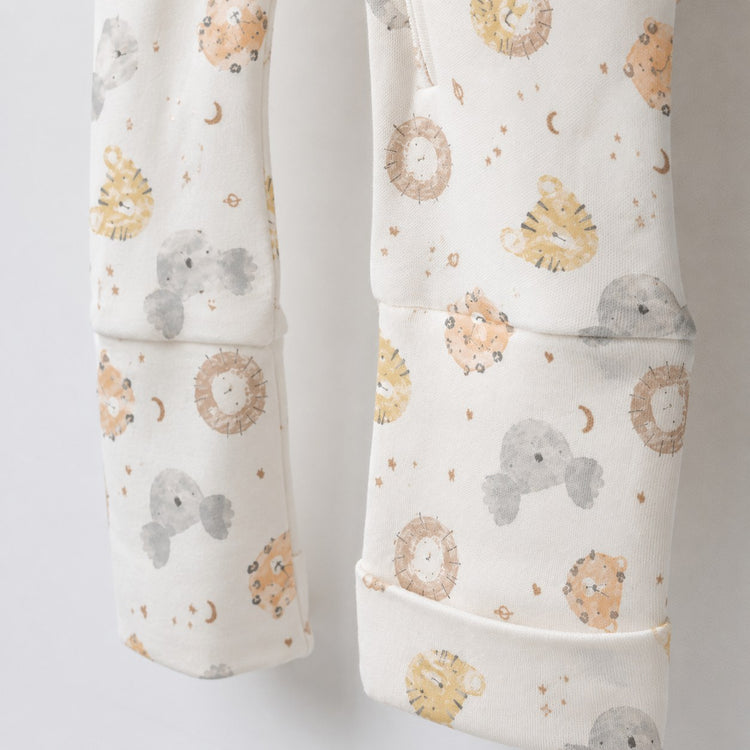 Lion & Koala bamboo cotton baby sleepsuit — two-way zip romper onesie