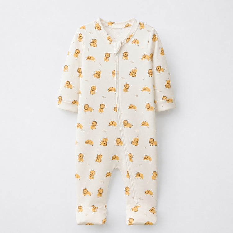 Little Lion bamboo cotton baby sleepsuit — bamboo cotton onesie romper flatlay