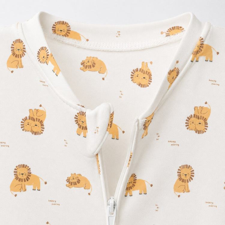 Little Lion bamboo cotton baby sleepsuit — zip romper onesie detail
