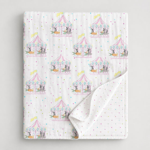 Merry-Go-Round bamboo baby quilt — merry-go-round print, soft bamboo cotton