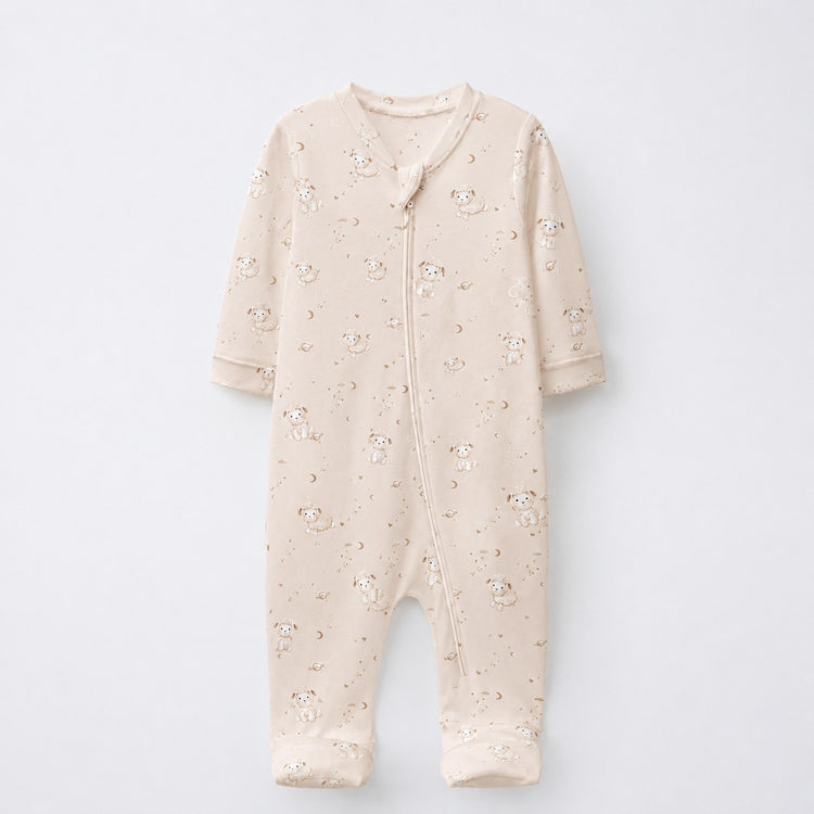 Moon & Teddy bamboo cotton baby sleepsuit — two-way zip romper onesie