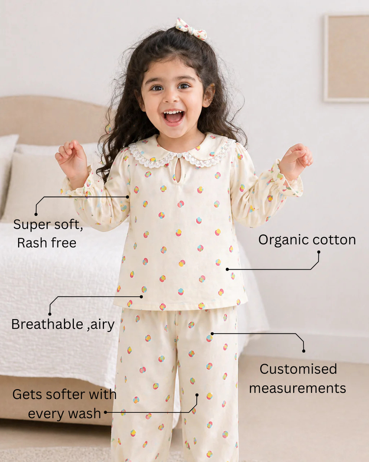 Girl wearing Anaario Multi-Coloured Bulbs Night Suit