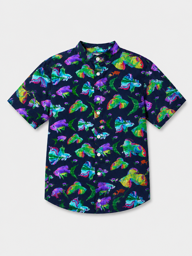 Boy wearing Anaario Neon Fish Shirt Set