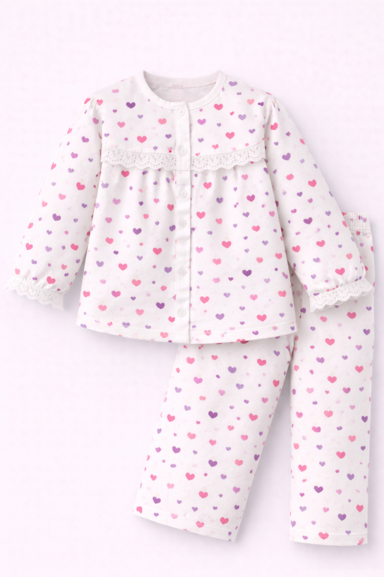 Pink Heart Pajama Set - Night Wear