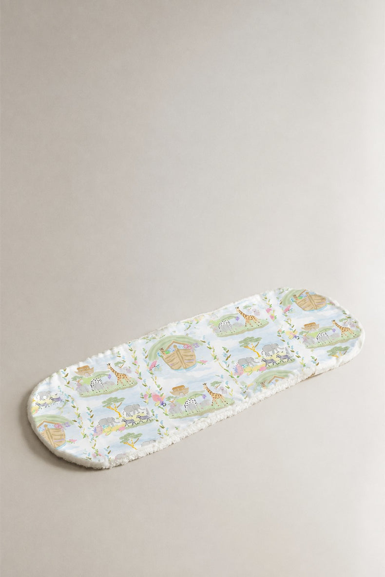 Noah's Ark bamboo baby burp cloth — absorbent sherpa backing