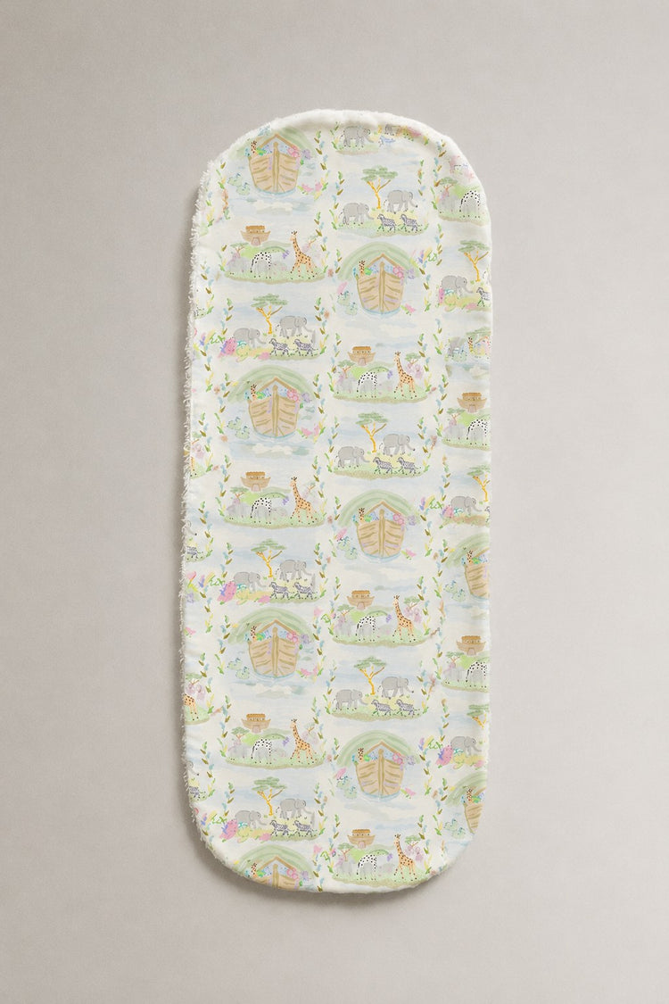 Noah's Ark bamboo baby burp cloth — folded