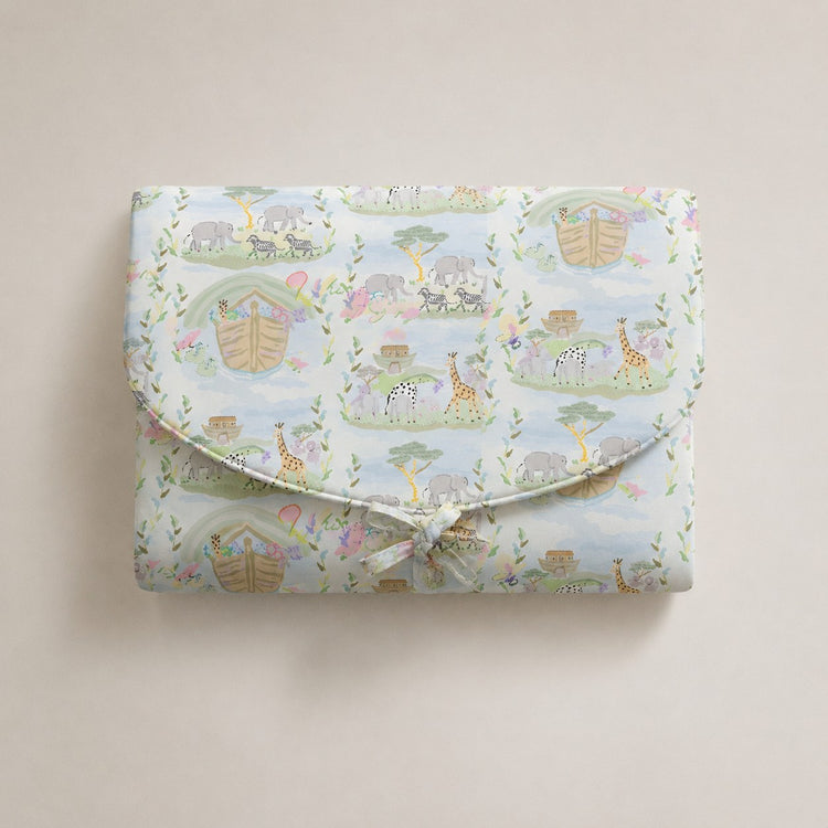 Noah's Ark bamboo baby changing mat — soft bamboo cotton flatlay