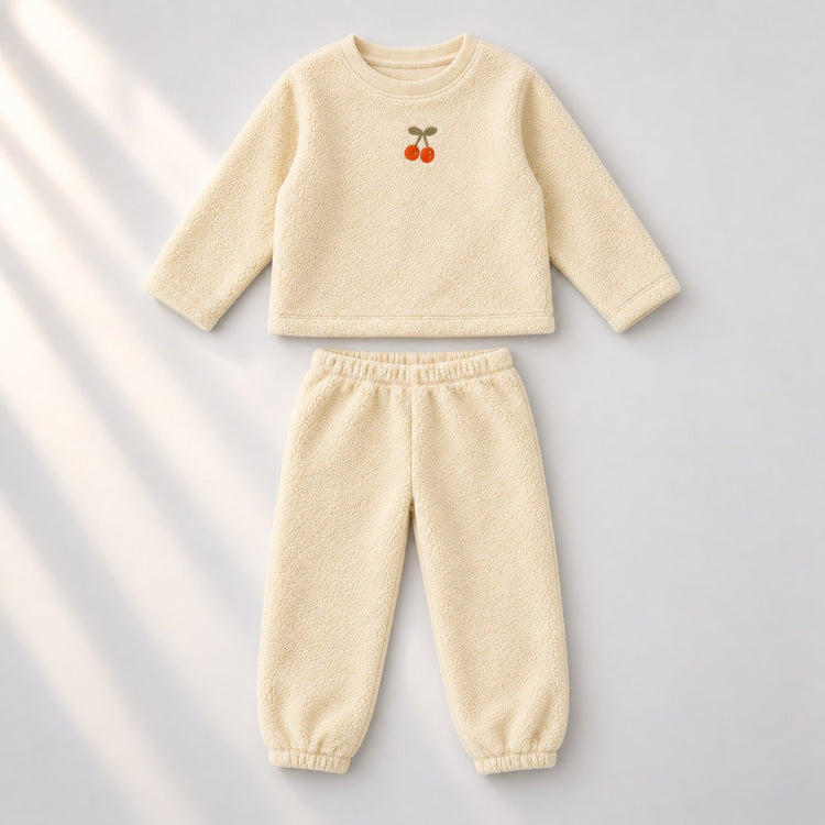 Off-white Cherry Fleece Set top and bottom by Anaario