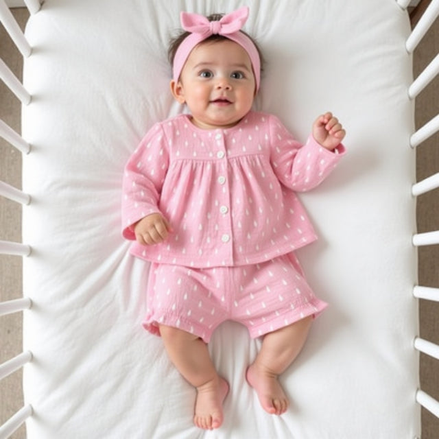 Pink and white raindrops Set