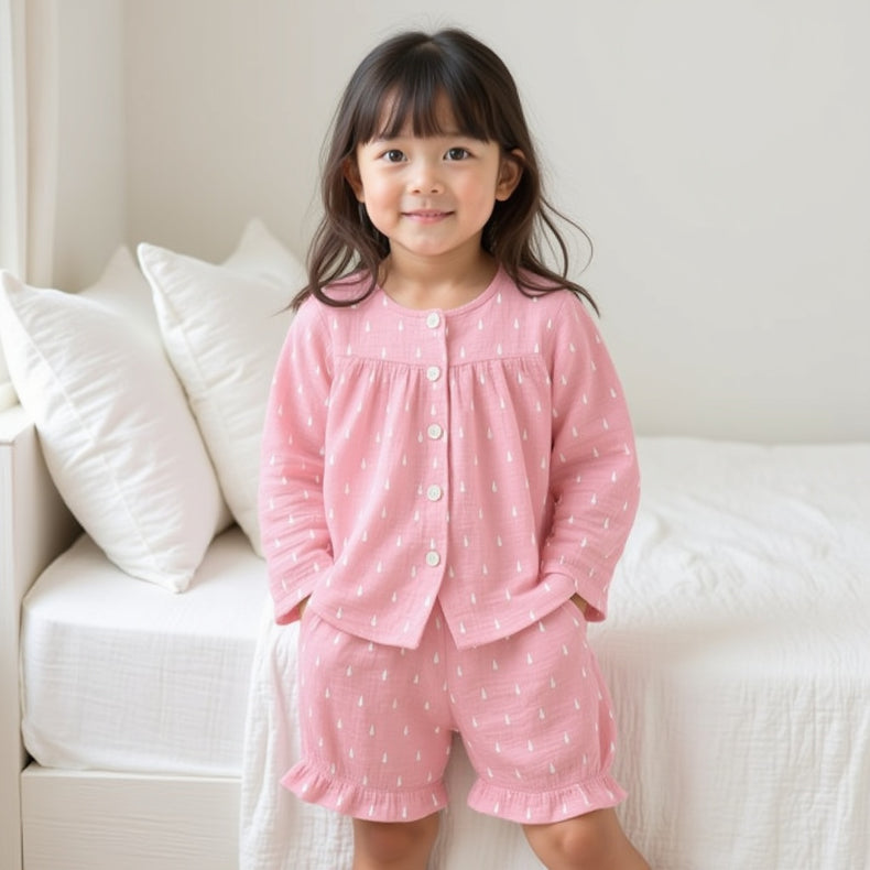 Pink and white Raindrops - Night Wear