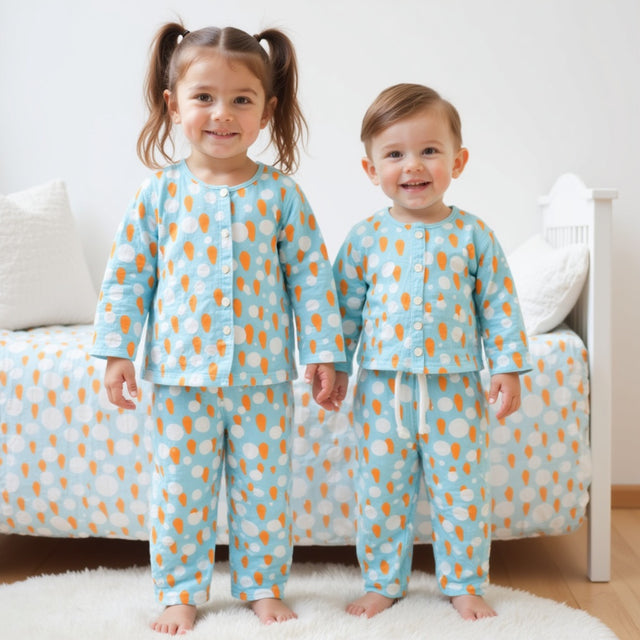 Ivory and Tangerine Poppy Raindrops - Night Wear