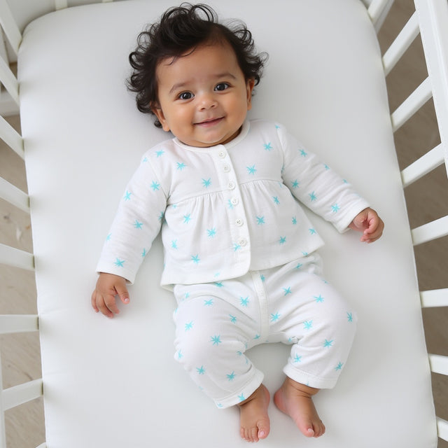 Blue palm leaves Set