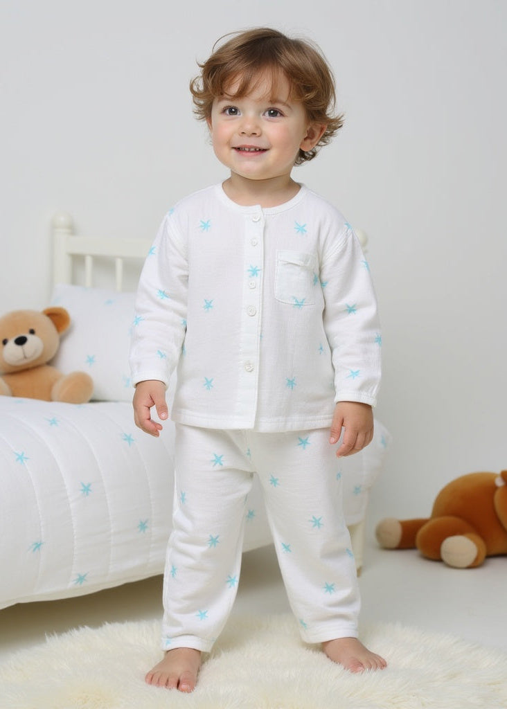 Blue palm leaves Set