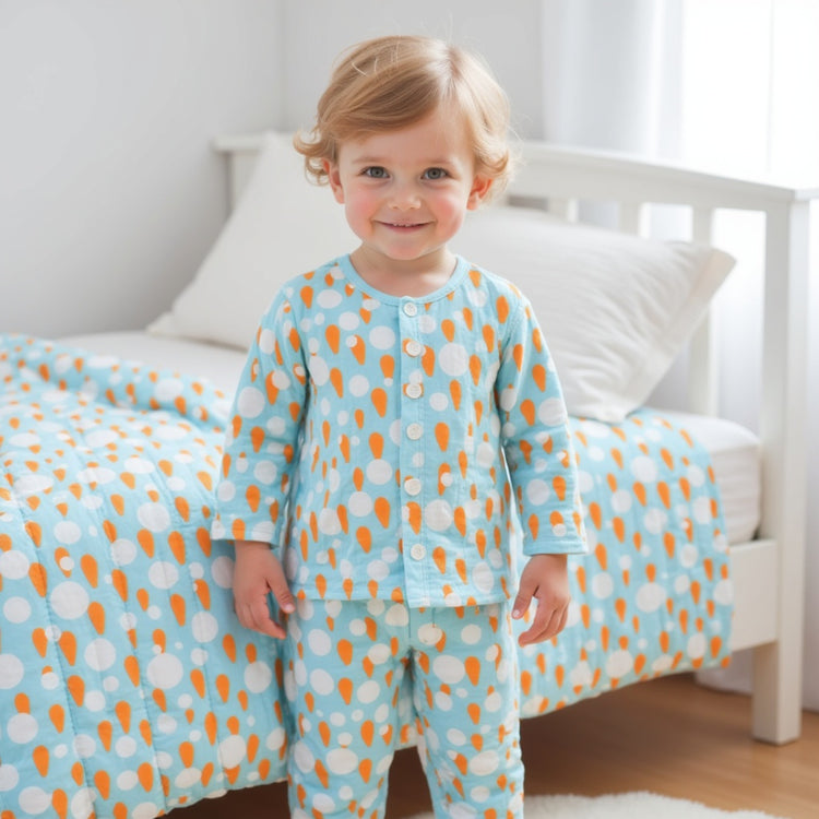 Ivory and Tangerine Poppy Raindrops - Night Wear