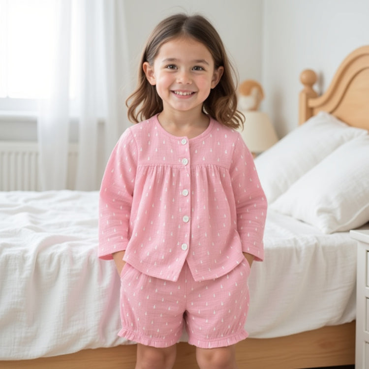 Pink and white Raindrops - Night Wear