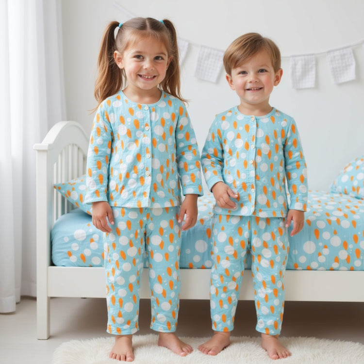 Ivory and Tangerine Poppy Raindrops - Night Wear